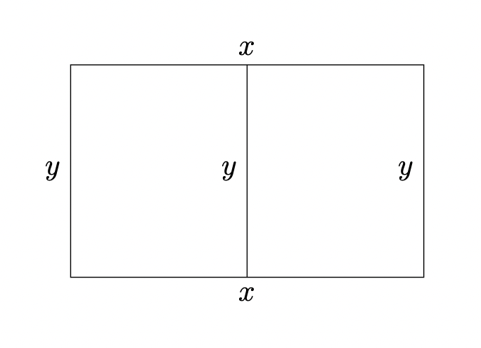 A large rectangle with a vertical divider in the middle.